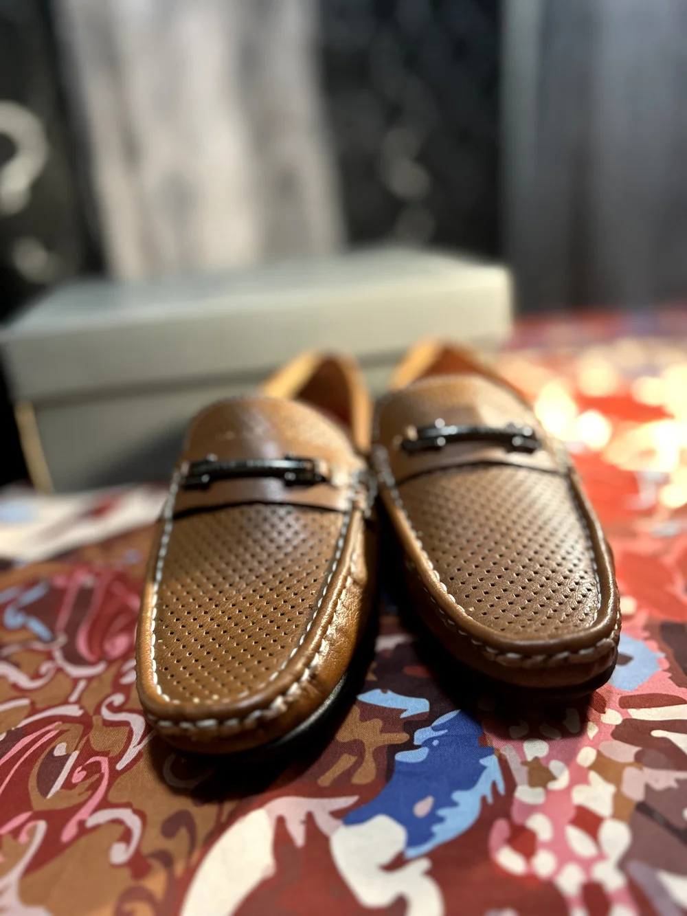 Kids Tan Leather Slip-On Dress Loafers